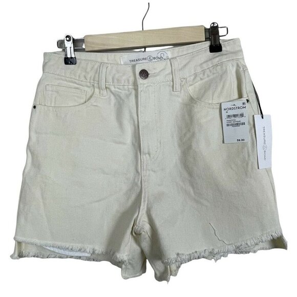 NWT Treasure & Bond Size 30 Ivory Antique Cut Off Shorts High Rise Step Hem - Picture 1 of 7